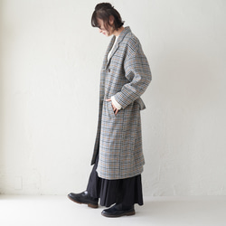 ﾓﾘﾉｶﾞｯｺｳﾓﾘﾉｶﾞｯｺｳ【Mサイズ】 暖かロングウールコート (千鳥格子チェック柄) ウールチェスターコ 6枚目の画像