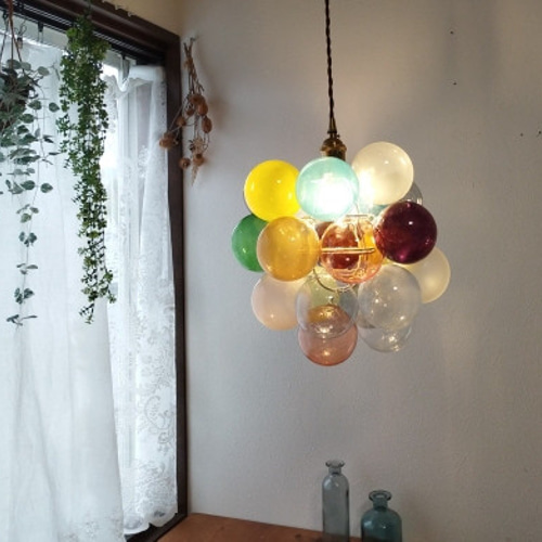 バブルガラスペンダントランプ雲 カラーオーダー シーリングライト