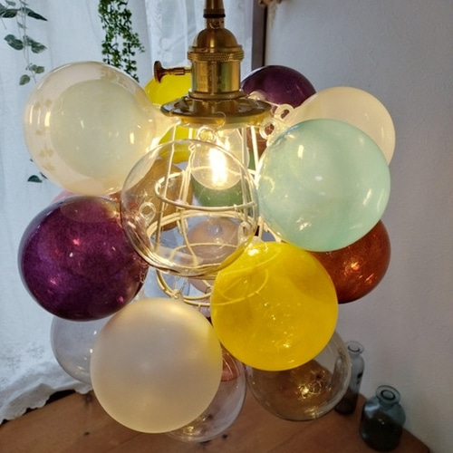 m☆　ペンダントライトバブルガラスボールーランプ バブルランプ スリガラスホワイト8玉 シーリングライト・ペンダント