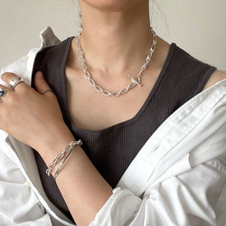 silver925 chunky chain necklace "Narrow plain" 第9張的照片