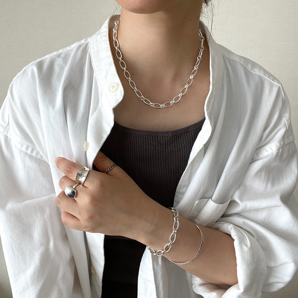 silver925 chunky chain necklace "Narrow plain" 第5張的照片