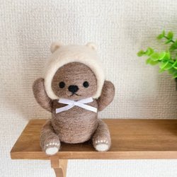 羊毛フェルトのマスコット＊シロクマさんに憧れた茶くまさん【受注生産