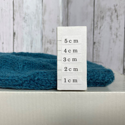 ニット帽、落ち着いたブルー、透かし編み©、毛100％、受注制作 7枚目の画像