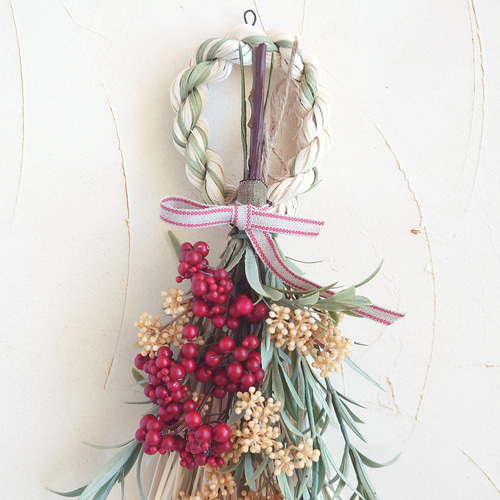 ベリーとローズマリーの2WAYスワッグ ナチュラル和モダンお正月