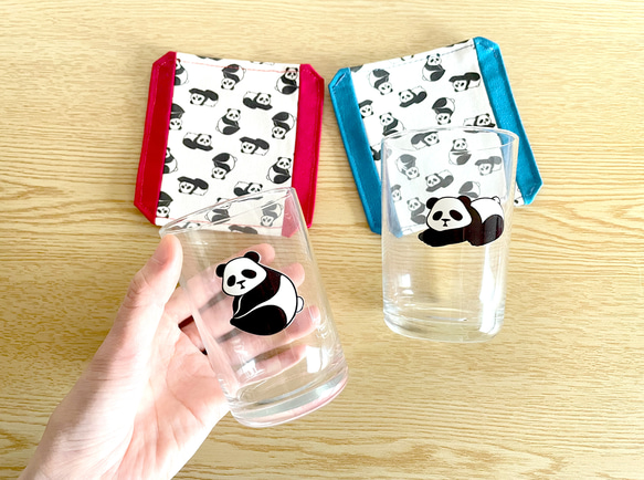 パンダのテーパードグラス（単品）コースター付 ガラス コップ 動物 グッズ プレゼント クリスマスギフト おしゃれ 4枚目の画像