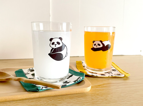 パンダのテーパードグラス（単品）コースター付 ガラス コップ 動物 グッズ プレゼント クリスマスギフト おしゃれ 6枚目の画像