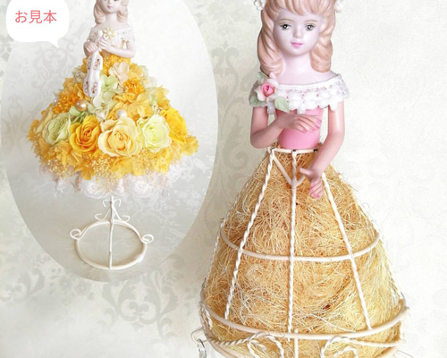 【お見本】ハーフドールアレンジ　プリザーブドフラワー　磁器人形　陶器 e08e77d5815aa8f6e91b7925b234e9