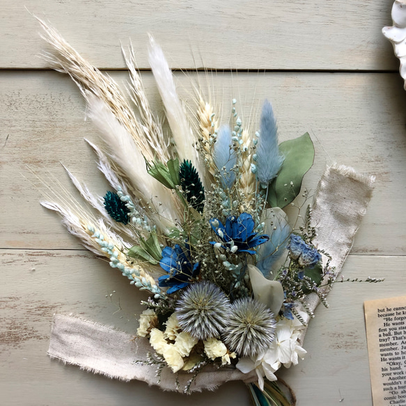 ホワイト×ブルーカラーのスワッグ② ドライフラワー インテリア  