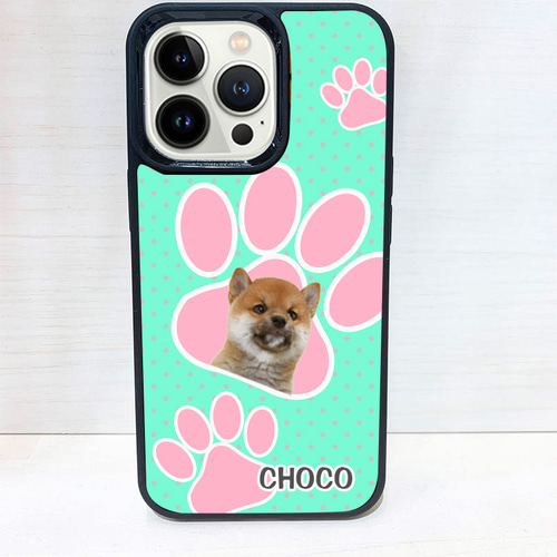 iphoneアクリルパネルケース 犬の写真オリジナル加工デザイン 肉球