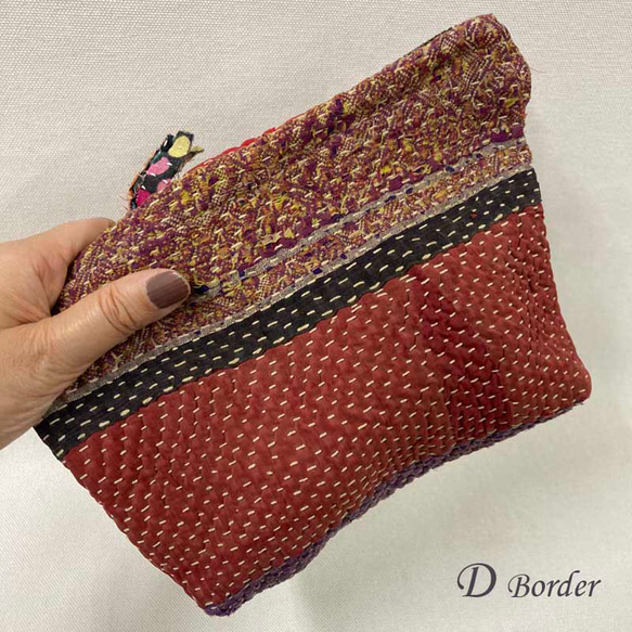 インドの刺し子布 グドゥリポーチ　C & D (一つお選びください） 8枚目の画像