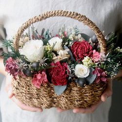 [5日以内発送] Flower basket Whiterose -wine red- 5枚目の画像