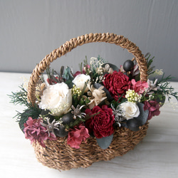 [5日以内発送] Flower basket Whiterose -wine red- 2枚目の画像