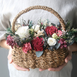 [5日以内発送] Flower basket Whiterose -wine red- 1枚目の画像