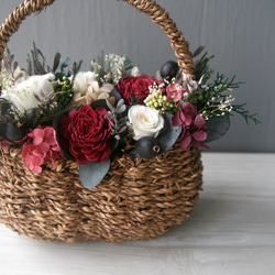 [5日以内発送] Flower basket Whiterose -wine red- 6枚目の画像
