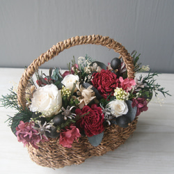 [5日以内発送] Flower basket Whiterose -wine red- 7枚目の画像