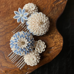 勝山かんざし 〜紫藍〜】つまみ細工 髪飾り 七五三 十三参り かんざし