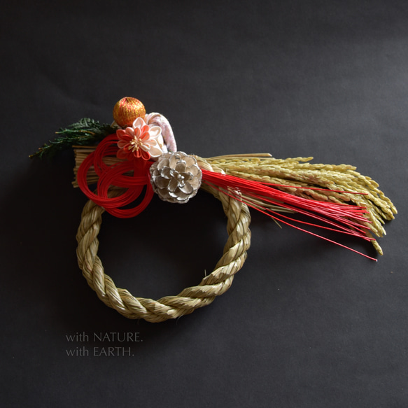 〈年末SALE！〉New year Wreath. RM.sml_0922　- つまみ細工のしめ縄飾り 4枚目の画像