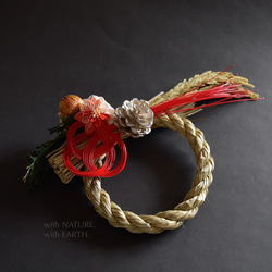 〈年末SALE！〉New year Wreath. RM.sml_0922　- つまみ細工のしめ縄飾り 3枚目の画像