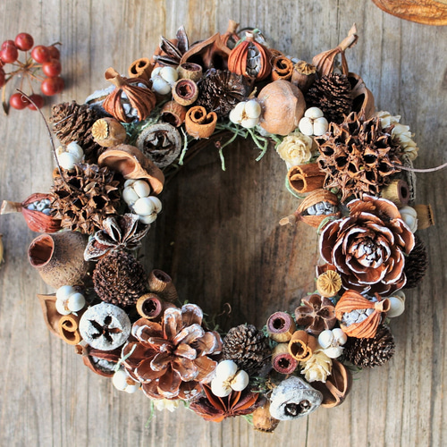 SALE】Halloweenリース スモークツリー 木の実 ラッピング無料