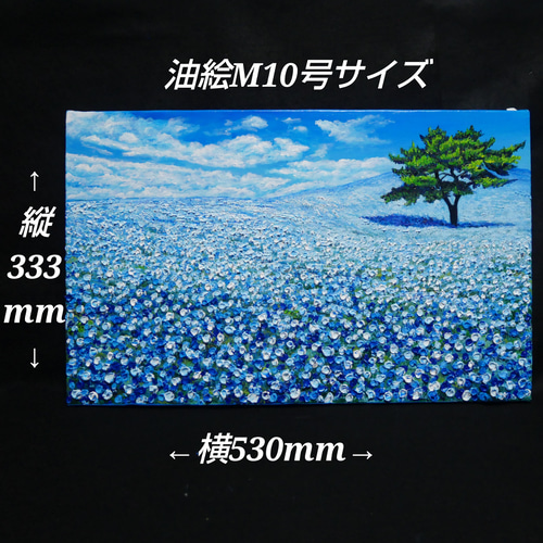 油絵 油彩 油彩画 絵画【ネモフィラの丘】 油絵 油彩 油彩画 絵 絵画 F0号【ネモフィラの丘】 | HIROSHI1990