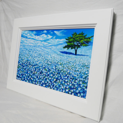 油絵 油彩 油彩画 絵 絵画 【ネモフィラの丘】 絵画 HR 通販
