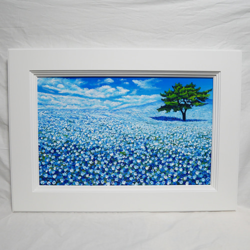 油絵 油彩 油彩画 絵 絵画 F0号【ネモフィラの丘】 絵画 HR