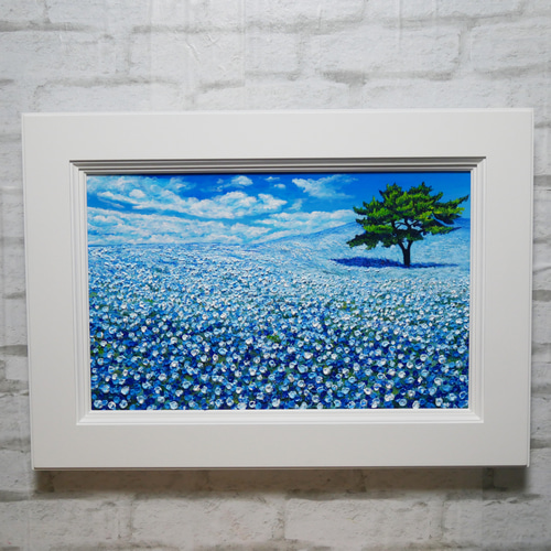 油絵 油彩 油彩画 絵 絵画 【ネモフィラの丘】 絵画 HR 通販