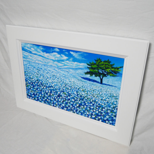 油絵 油彩 油彩画 絵 絵画 【ネモフィラの丘】 絵画 HR 通販