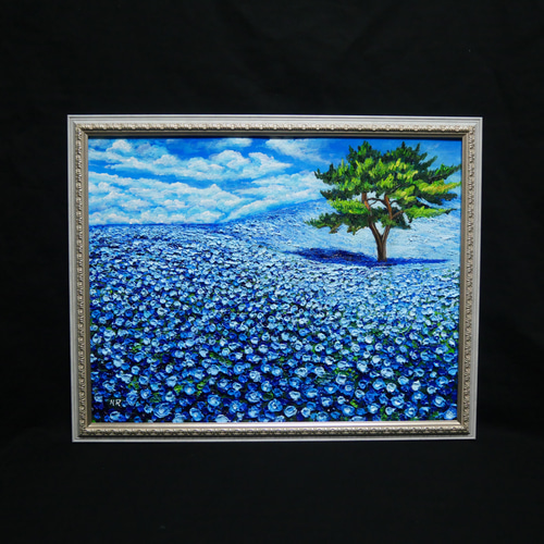 手書き油絵 ブルーウォーター 額付 絵画 インテリア 油彩画 楽天市場】【絵画】【手書き】【壁掛け】【油絵】【抽象画】【絵
