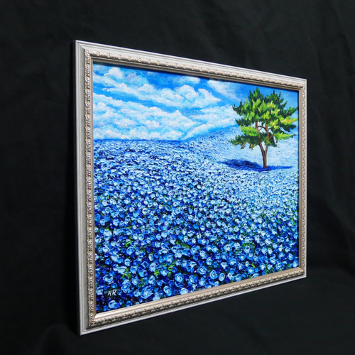 油絵 絵画 原画【幸せを呼ぶネモフィラブルー】ネモフィラ 花 青