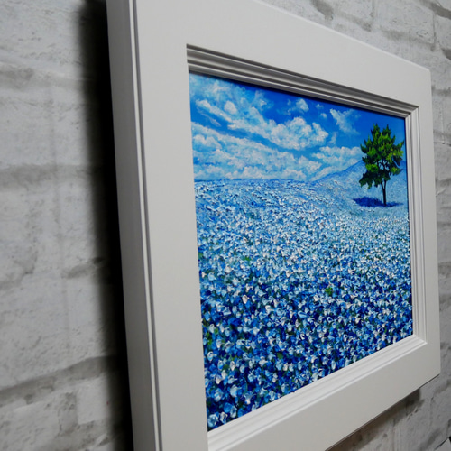 油絵 油彩 油彩画 絵 絵画 【ネモフィラの丘】 絵画 HR 通販