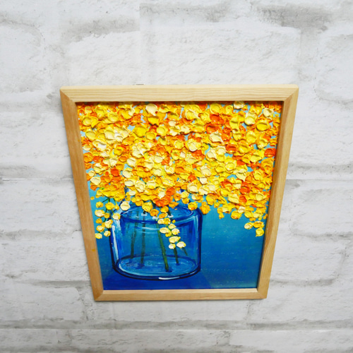 セール♥️油彩・アクリル画「ミモザ」Ｆ8 号 38×46cm セール♥️油彩・アクリル画「ミモザ」F8 号 38×46cm セール