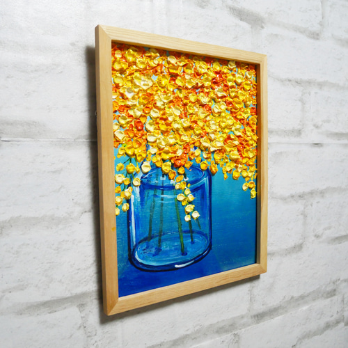 油絵 絵画 アートパネル【ミモザ】 油絵 絵画 ミモザ【F4号】 - HR | minne byGMOペパボ 国内最大