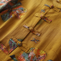 秋の綿麻ワンピース、 長袖ワンピース、コットンリネンロング丈スカート、コットンリネンワンピース「エレガント」 9枚目の画像