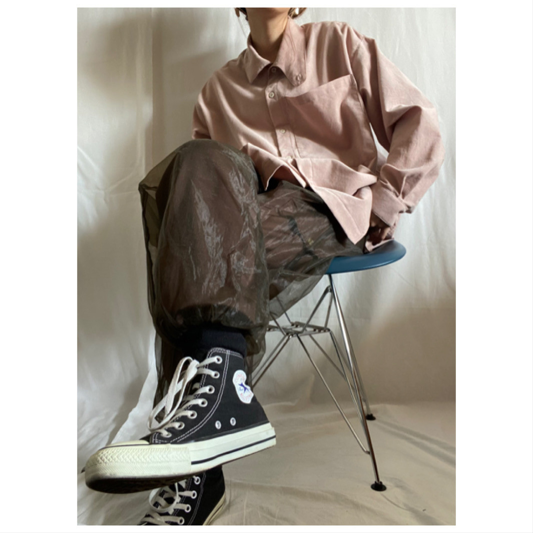 【受注生産】3wayカラーシャツ/Lサイズ/スモーキーピンク/コーデュロイ/コットン/シャツ