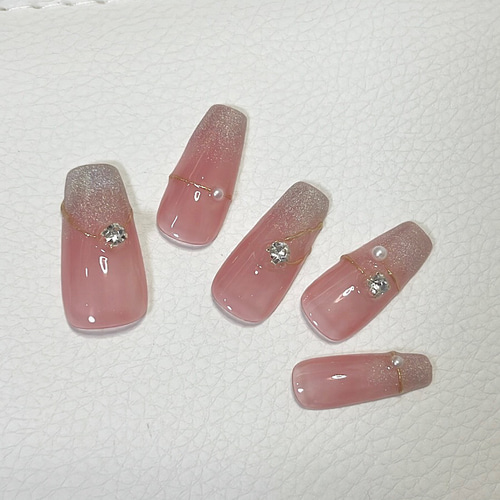 No.11 ちゅるん ピンク♡指輪モチーフ プリンセス ワンホン ネイル 