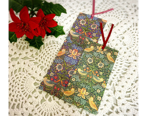 ウィリアム・モリス柄ハンドメイド栞 2枚set しおり・ブックマーク