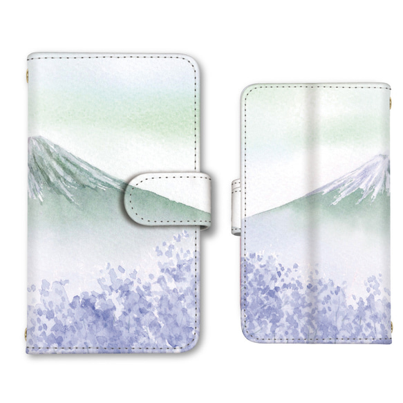 桜 大人 スマホケース 手帳型ケース iPhoneケース 携帯ケース ミラー 富士山 カード収納ポケット付 1枚目の画像