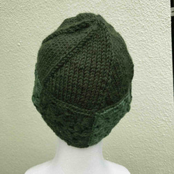 かぎ針編みのモチーフと棒針編みの組み合わせ　ウールニット帽 6枚目の画像