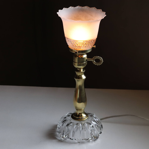 USAヴィンテージフロスト＆ダイヤカットのガラステーブルライト