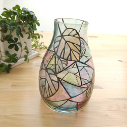グラスペイント/ガラスの花瓶/ステンドグラス風・ウンベラータ（R-076） 2枚目の画像