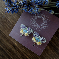糸まき蝶のイヤリング　水色　1点もの 2枚目の画像
