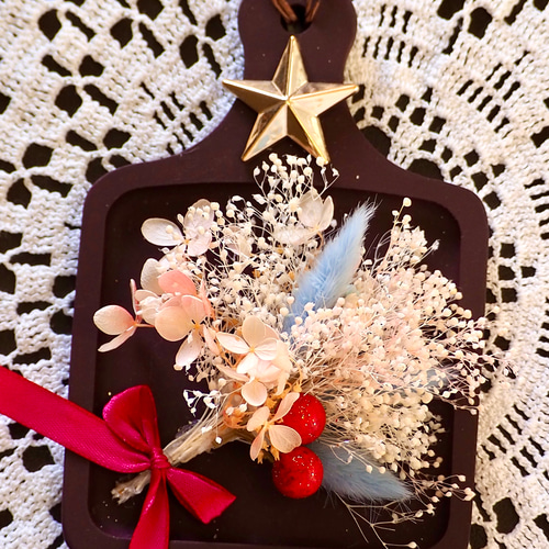 ハンドメイド　プレート　きれい　木製　寄木のお花パンプレート2枚セット　T157 箔 プレート 18cm 2枚セット木箱入り | toumei online store