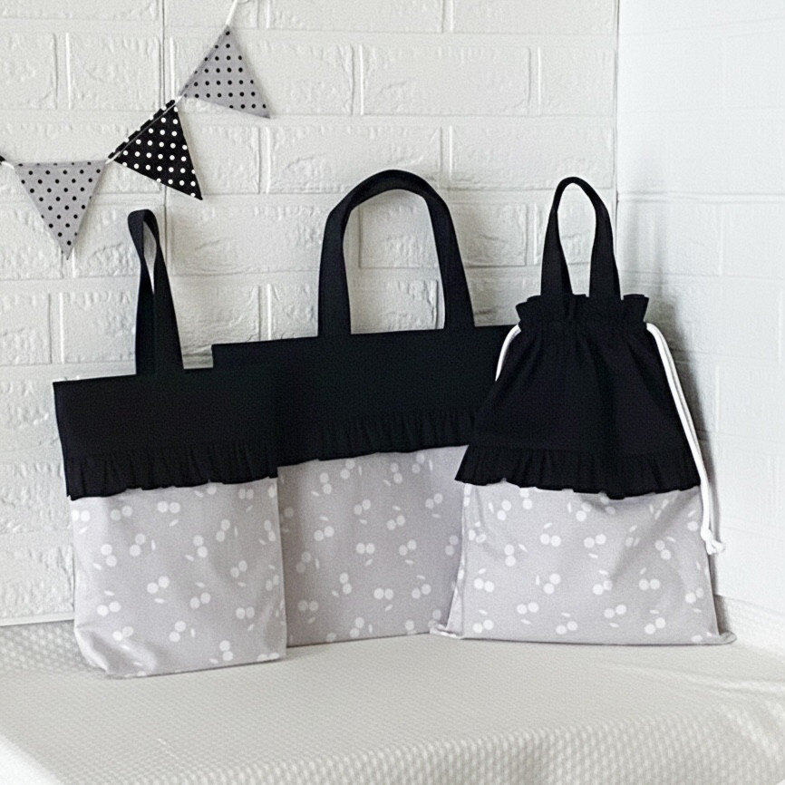 選べる4カラー　さくらんぼ　ブラック　3点セット　入園入学　チェリー　サイズオーダー　【303】