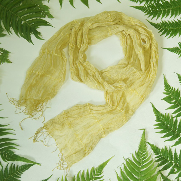 人気の 屋久島の草木染めシルク綿ストール（クチナシ染めイエロー Accessory