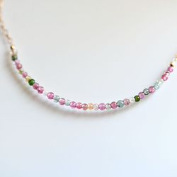 マイナスイオンパワーで健康をもたらす colorful トルマリンのデザインチェーンネックレス 10月誕生石 8枚目の画像
