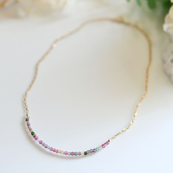 マイナスイオンパワーで健康をもたらす colorful トルマリンのデザインチェーンネックレス 10月誕生石 2枚目の画像