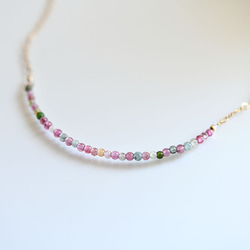 マイナスイオンパワーで健康をもたらす colorful トルマリンのデザインチェーンネックレス 10月誕生石 5枚目の画像