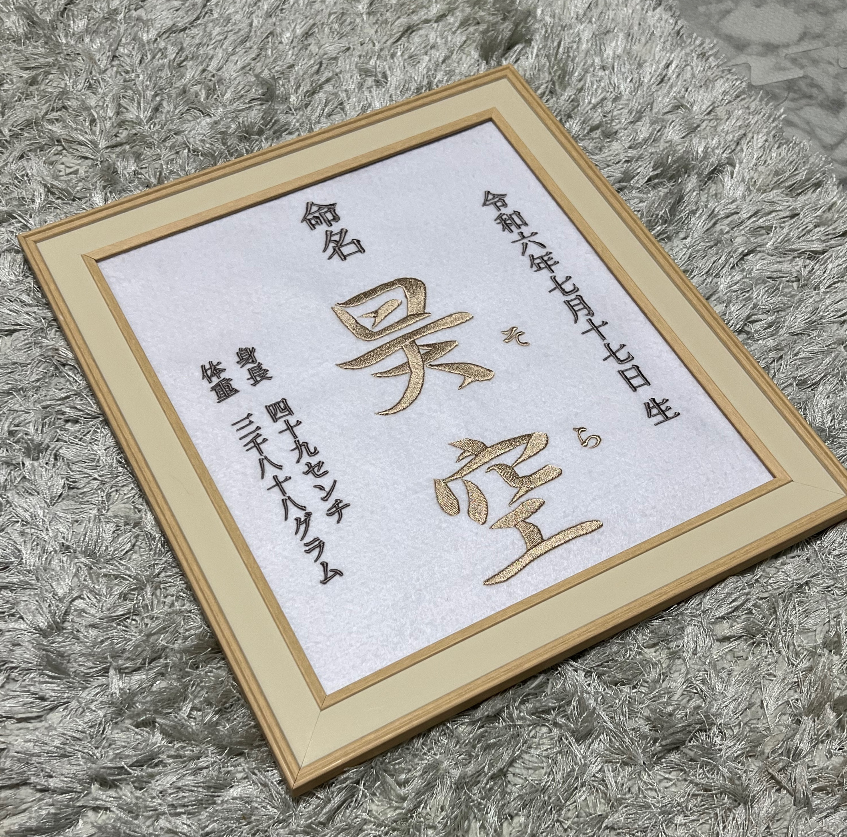 命名書 刺繍 命名 本格刺繍 色紙サイズ 額付き 雑貨・その他