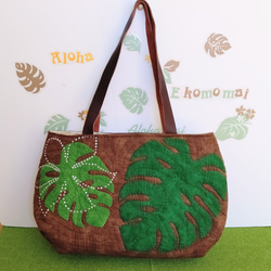 ハワイアンキルト ハンドメイド プルメリアショルダーバッグ
